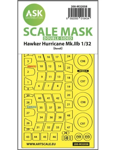 Hawker Hurricane Mk.IIB double-sided express masks for Revell, 1/32...