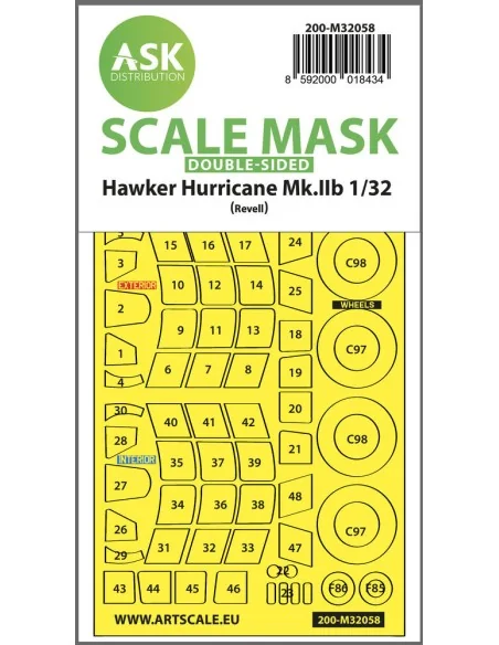 Hawker Hurricane Mk.IIB double-sided express masks for Revell, 1/32...
