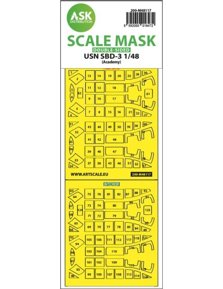 USN SBD-3 double-sided express mask, self-adhesive and pre-cutted f...