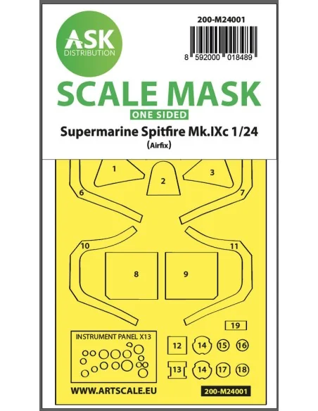 Spitfire Mk.IX one-sided express self-adhesive masks for Airfix, 1/...
