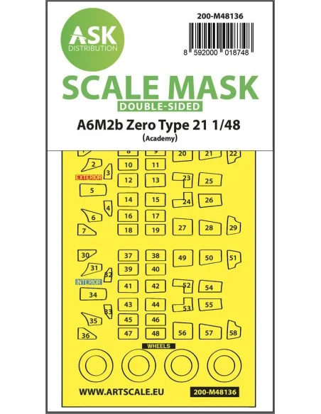 A6M2b Zero Type 21 double-sided express mask for Academy, 1/48 - Ar...