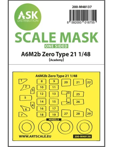A6M2b Zero Type 21 one-sided express mask for Academy, 1/48 - Art S...