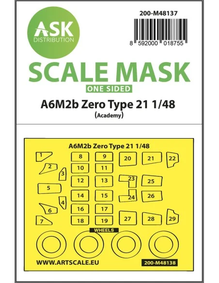 A6M2b Zero Type 21 one-sided express mask for Academy, 1/48 - Art S...
