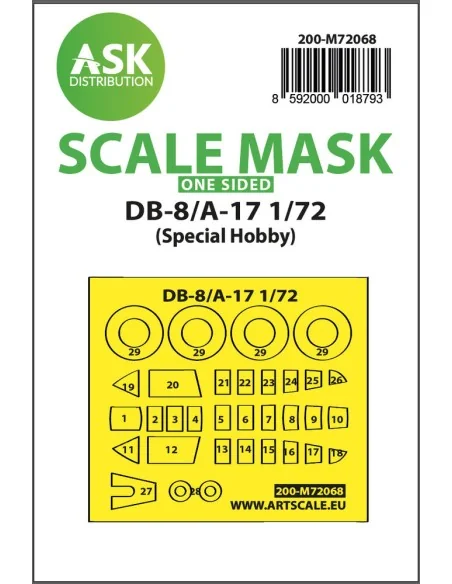 DB-8/A-17 one-sided express mask for Special Hobby, 1/72 - Art Scal...