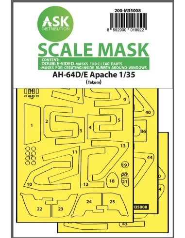 AH-64D/E double-sided mask with inside white rubber mask for Takom,...