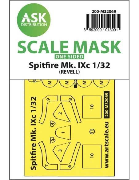 Spitfire Mk.IXc one-sided fit mask for Revell, 1/32 - Art Scale Kit...