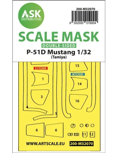 P-51D Mustang double-sided fit mask for Tamiya, 1/32 - Art Scale Ki...