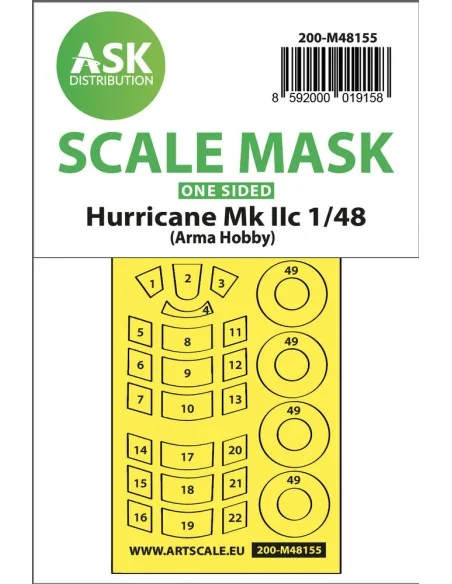 Hawker Hurricane Mk.II one-sided express mask for Arma Hobby, 1/48 ...