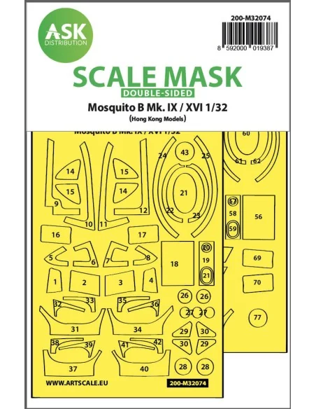 Mosquito B Mk.IX/XVI double-sided fit mask for HK Models, 1/32 - Ar...