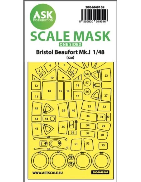 Bristol Beaufort Mk.I one-sided express fit mask for ICM, 1/48 - Ar...