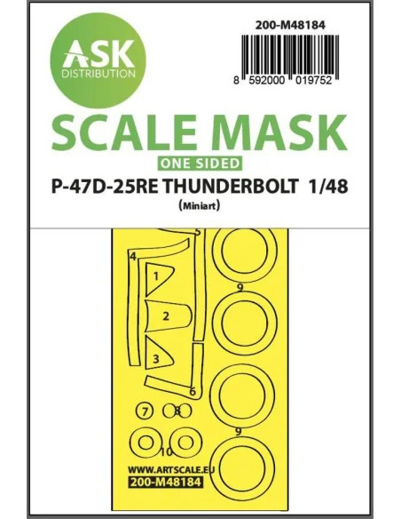 P-47D-25RE Thunderbolt one-sided express fit mask for Miniart, 1/48...
