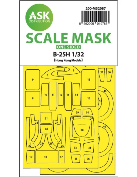 B-25H Mitchell one-sided mask for HK Models, 1/32 - Art Scale Kit 2...