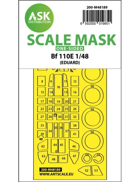 Messerschmitt Bf 110E one-sided express fit mask for Eduard, 1/48 -...