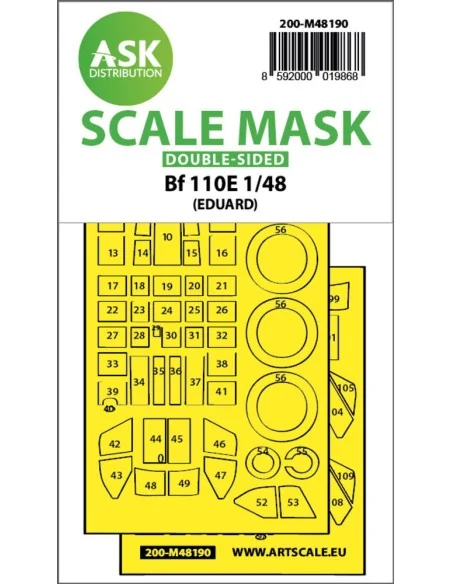 Messerschmitt Bf 110E double-sided express fit mask for Eduard, 1/4...