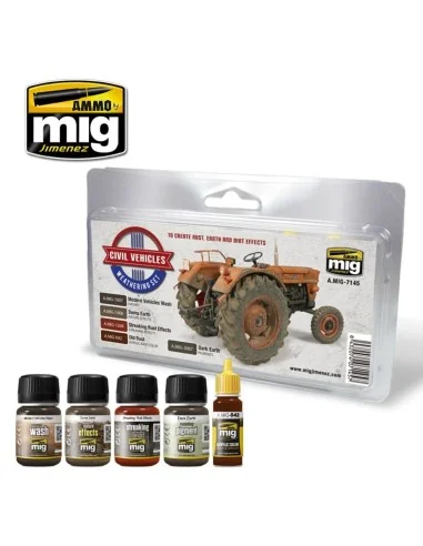 Civil Vehicles Weathering Set - AMMO by MIG Jimenez A.MIG-7145