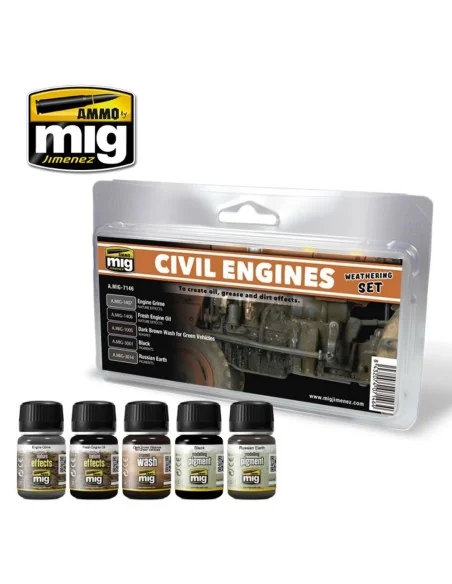 Civil Engines Weathering Set - AMMO by MIG Jimenez A.MIG-7146