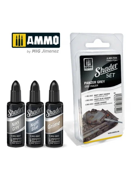SHADER Set Panzer Grey - AMMO by MIG Jimenez A.MIG-7320