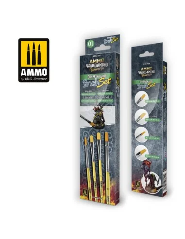AMMO WARGAMING UNIVERSE - DRY BRUSH Land Brush Set - AMMO by MIG Ji...