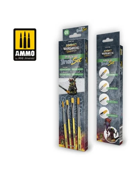 AMMO WARGAMING UNIVERSE - DRY BRUSH Land Brush Set - AMMO by MIG Ji...