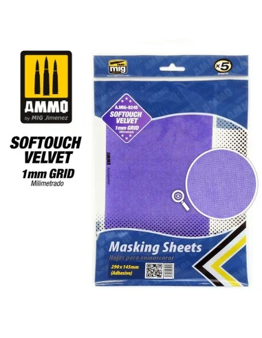 Softouch Velvet Masking Sheets 1mm Grid (x5 sheets, 290mm x 145mm, ...