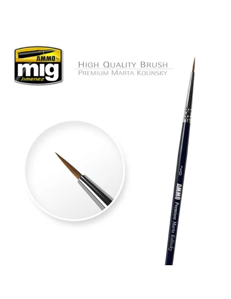 2/0 Premium Marta Kolinsky Round Brush - AMMO by MIG Jimenez A.MIG-...