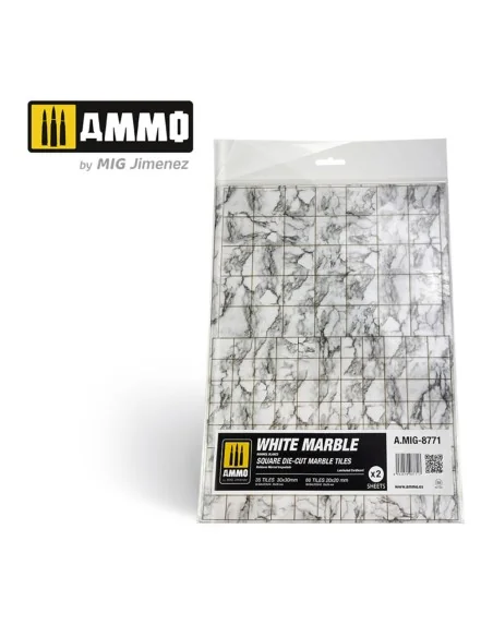 White Marble. Square Die-cut Marble Tiles - 2 pcs - AMMO by MIG Jim...
