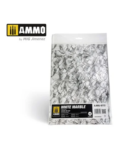 White Marble. Round Die-cut for Bases for Wargames - 2 pcs - AMMO b...