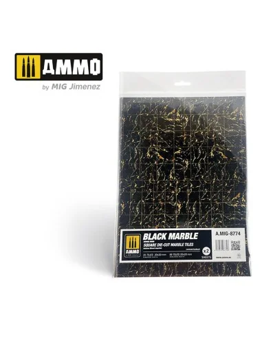Black Marble. Square Die-cut Marble Tiles - 2 pcs - AMMO by MIG Jim...
