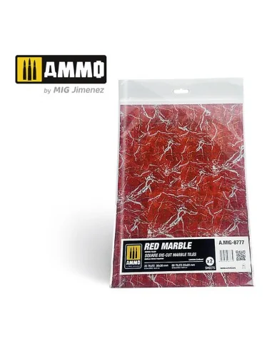 Red Marble. Square Die-cut Marble Tiles - 2 pcs - AMMO by MIG Jimen...