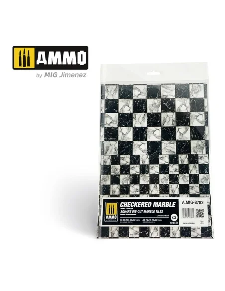 Checkered Marble. Square Die-cut Marble Tiles - 2 pcs - AMMO by MIG...
