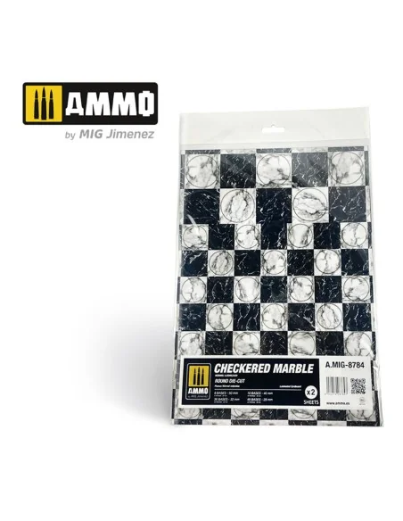 Checkered Marble. Round Die-cut for Bases for Wargames - 2 pcs. - A...