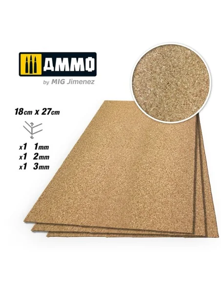 CREATE CORK Fine Grain Mix (1mm, 2mm and 3mm) - 1 pc. each size - A...