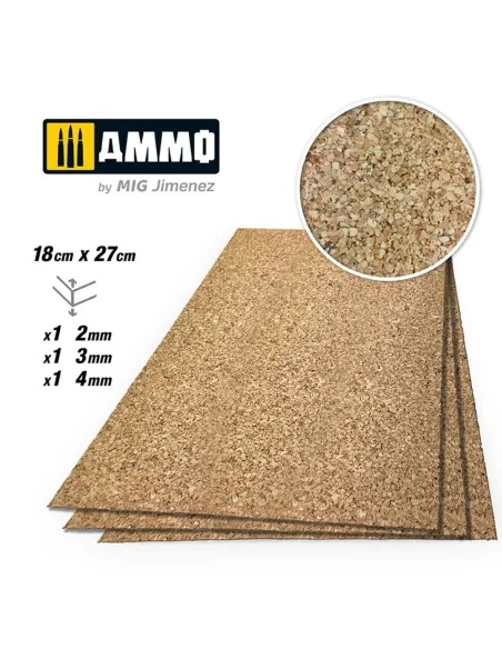 CREATE CORK Medium Grain Mix (2mm, 3mm and 4mm) - 1 pc. Each Size -...