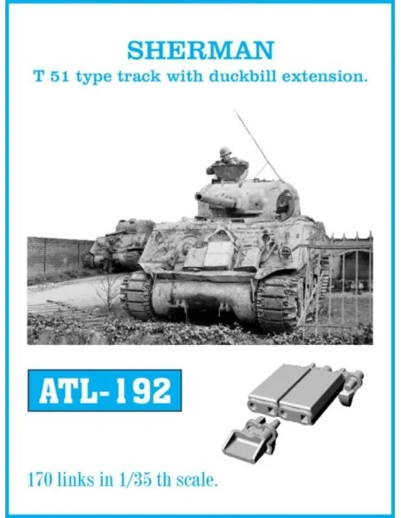 Tracks for SHERMAN T-51 type track with duckbill extension., 1/35 -...