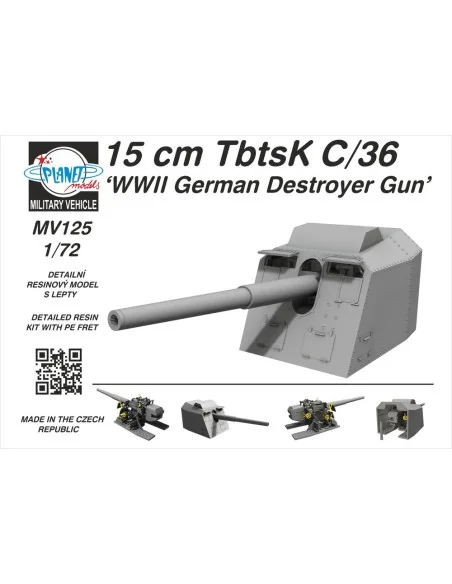 15 cm TbtsK C/36 WWII German Destroyer Gun, 1/72 - Planet Models 12...
