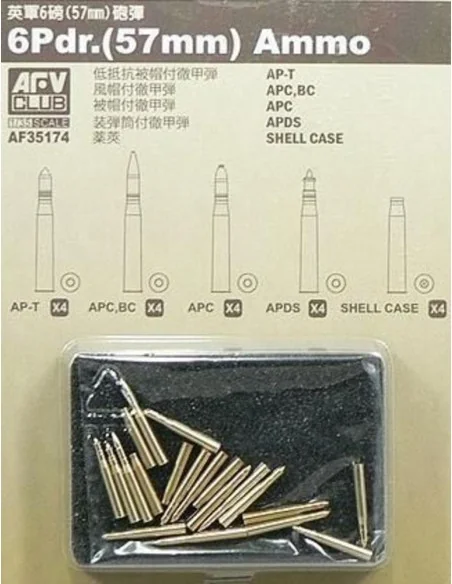 20 Pdr ammo (57mm) 20 assorted pcs., 1/35 - AFV-Club AF35174