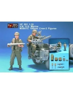 V.N. U.S. Marine M38A1C 106mm Crew-2 Fig, 1/35 - Hobby Fan HF551