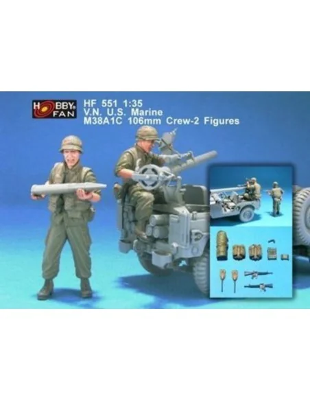 V.N. U.S. Marine M38A1C 106mm Crew-2 Fig, 1/35 - Hobby Fan HF551