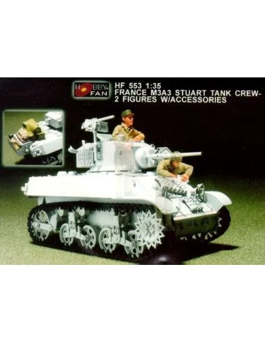 France M3A3 Stuart Tank crew/2fig.w/acc., 1/35 - Hobby Fan HF553