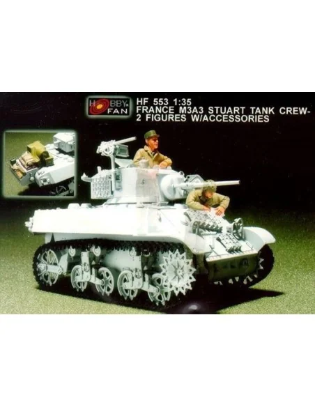 France M3A3 Stuart Tank crew/2fig.w/acc., 1/35 - Hobby Fan HF553
