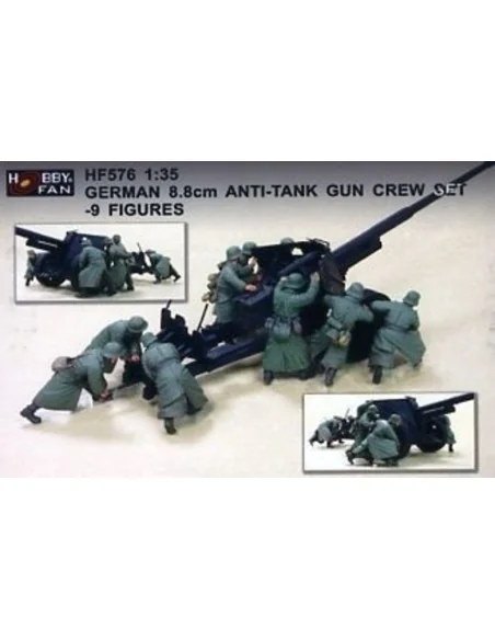 Germ. 8.8cm Anti-Tank Gun Crew Set (9Fig, 1/35 - Hobby Fan HF576