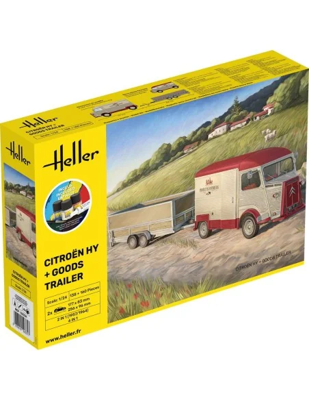 STARTER KIT Citroen HY + Goods Trailer, 1/24 - Heller 52331