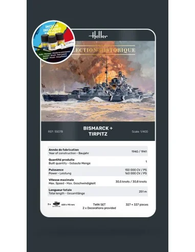 STARTER KIT Twin Set Bismarck + Tirpitz, 1/400 - Heller 55078
