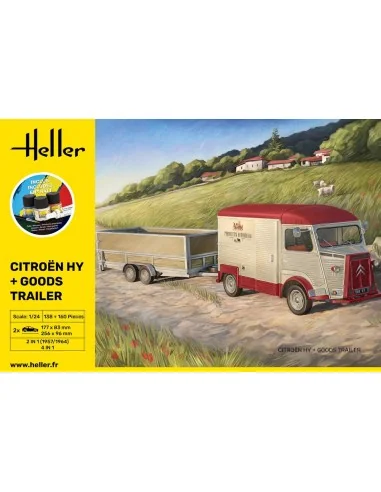 STARTER KIT Citroen HY + Goods Trailer, 1/24 - Heller 52331