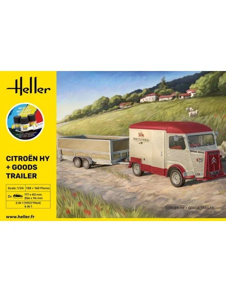 STARTER KIT Citroen HY + Goods Trailer, 1/24 - Heller 52331