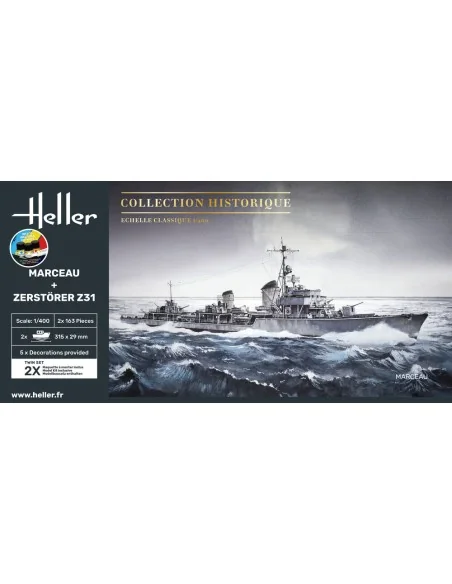 STARTER KIT Twin Set Marceau + Zerstörer Z31, 1/400 - Heller 55009