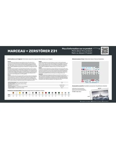 STARTER KIT Twin Set Marceau + Zerstörer Z31, 1/400 - Heller 55009