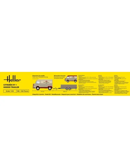 STARTER KIT Citroen HY + Goods Trailer, 1/24 - Heller 52331