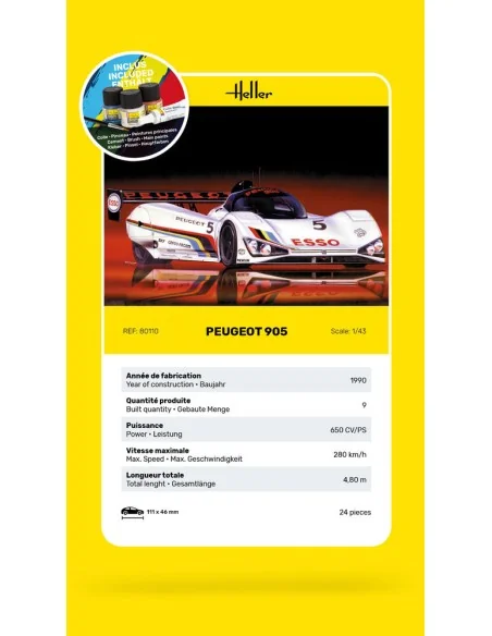 STARTER KIT Peugeot 905, 1/43 - Heller 56110