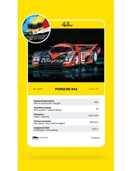 STARTER KIT Porsche 962, 1/43 - Heller 56109
